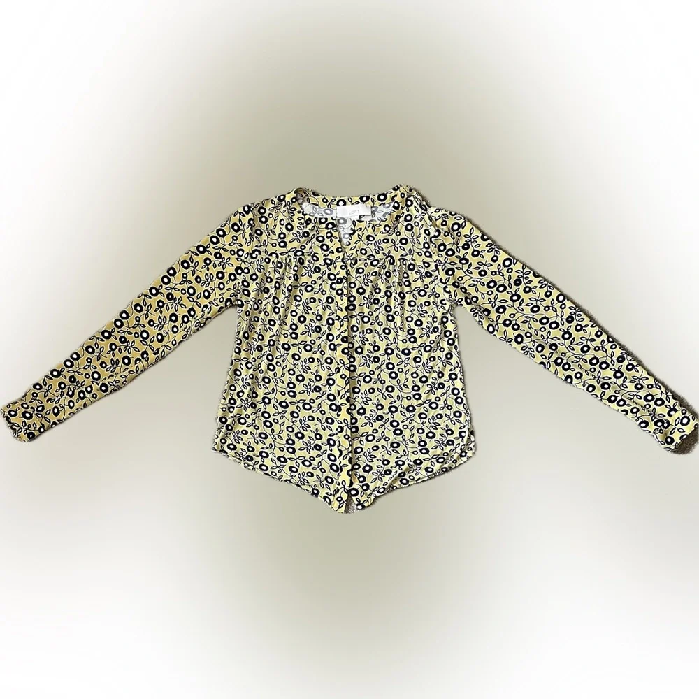 Ann Taylor LOFT Yellow and Black Floral Blouse size S - Picture 5 of 13